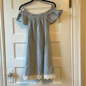 Zara off shoulder seersucker dress